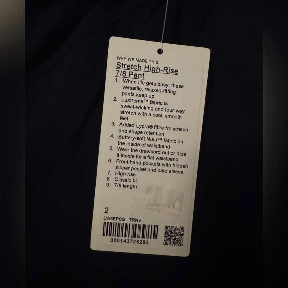 Lululemon Stretch High-Rise Pant 7/8 Length in True Navy